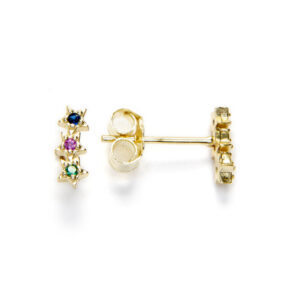 Pendiente Barra Estrellas Cir. Colores ORO