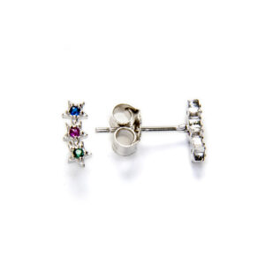 Pendiente Barra Estrellas Cir. Colores PLATA Pendiente Barra Estrellas Cir. Colores PLATA