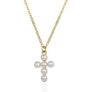 Collar Cruz Perlas ORO Collar Cruz Perlas ORO