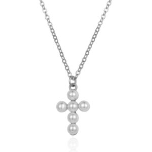 Collar Cruz Perlas PLATA Collar Cruz Perlas PLATA
